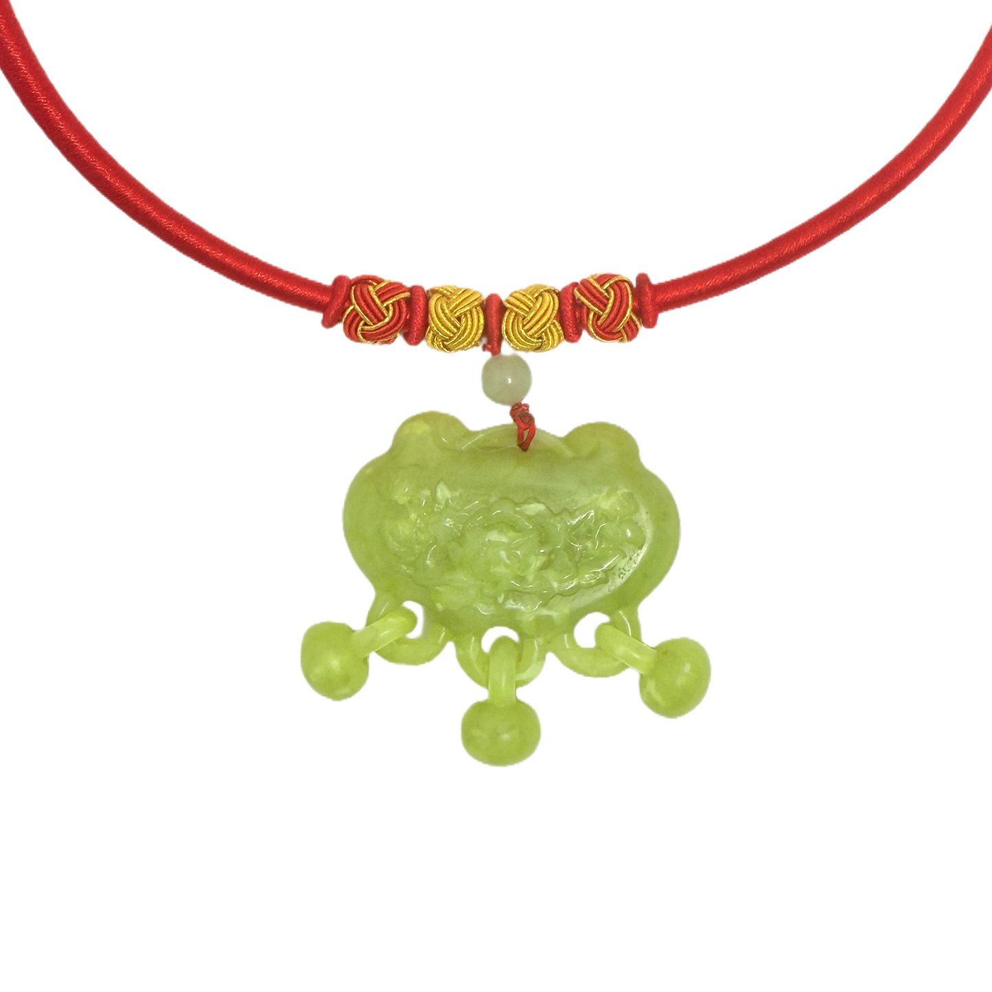 Hetian Jade Ruyi Pendant with Red Cord Necklace