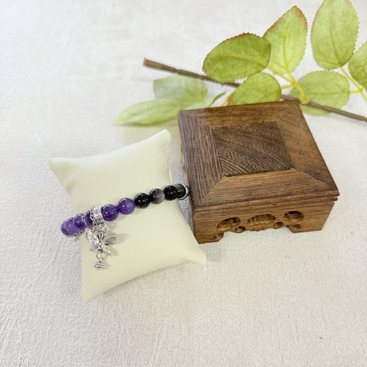 Amethyst Crystal Bracelet with Butterfly Charm