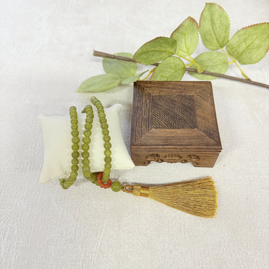 Serpentine jade Tassel Necklace · 108 Beads Mala