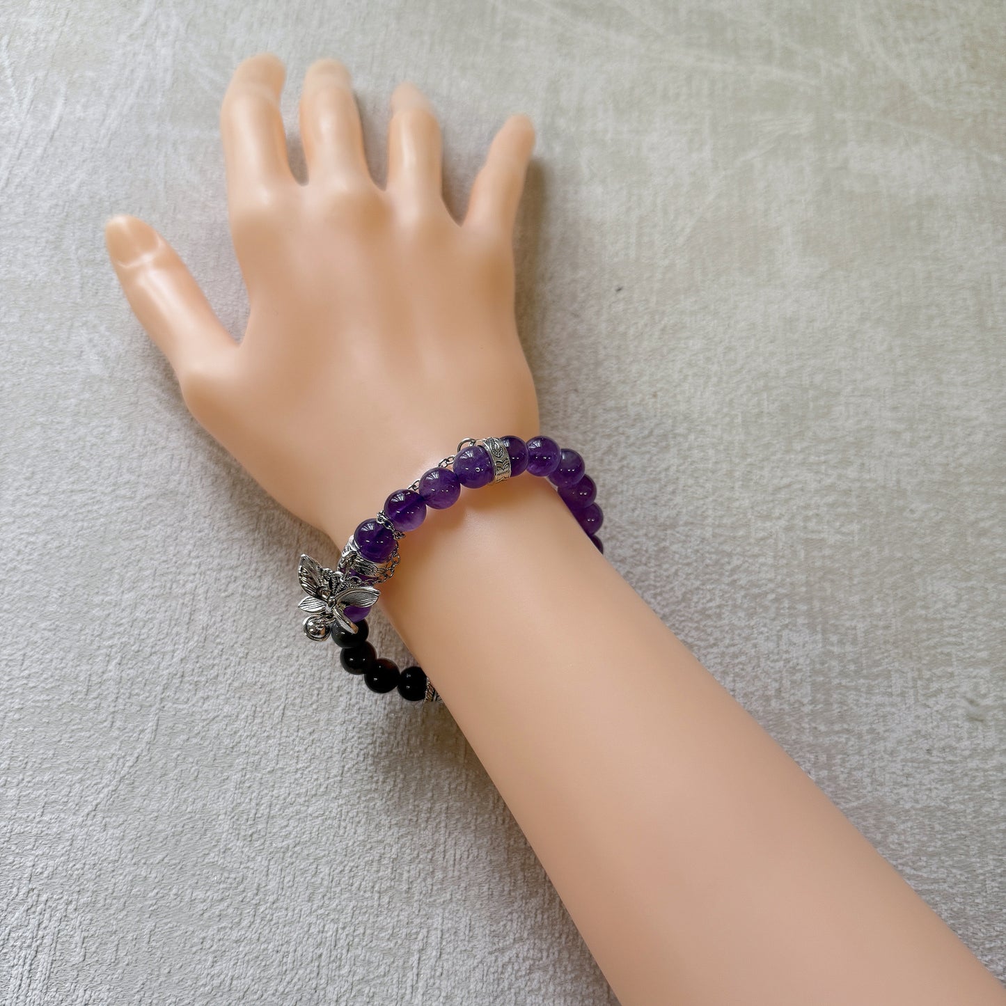 Amethyst Crystal Bracelet with Butterfly Charm