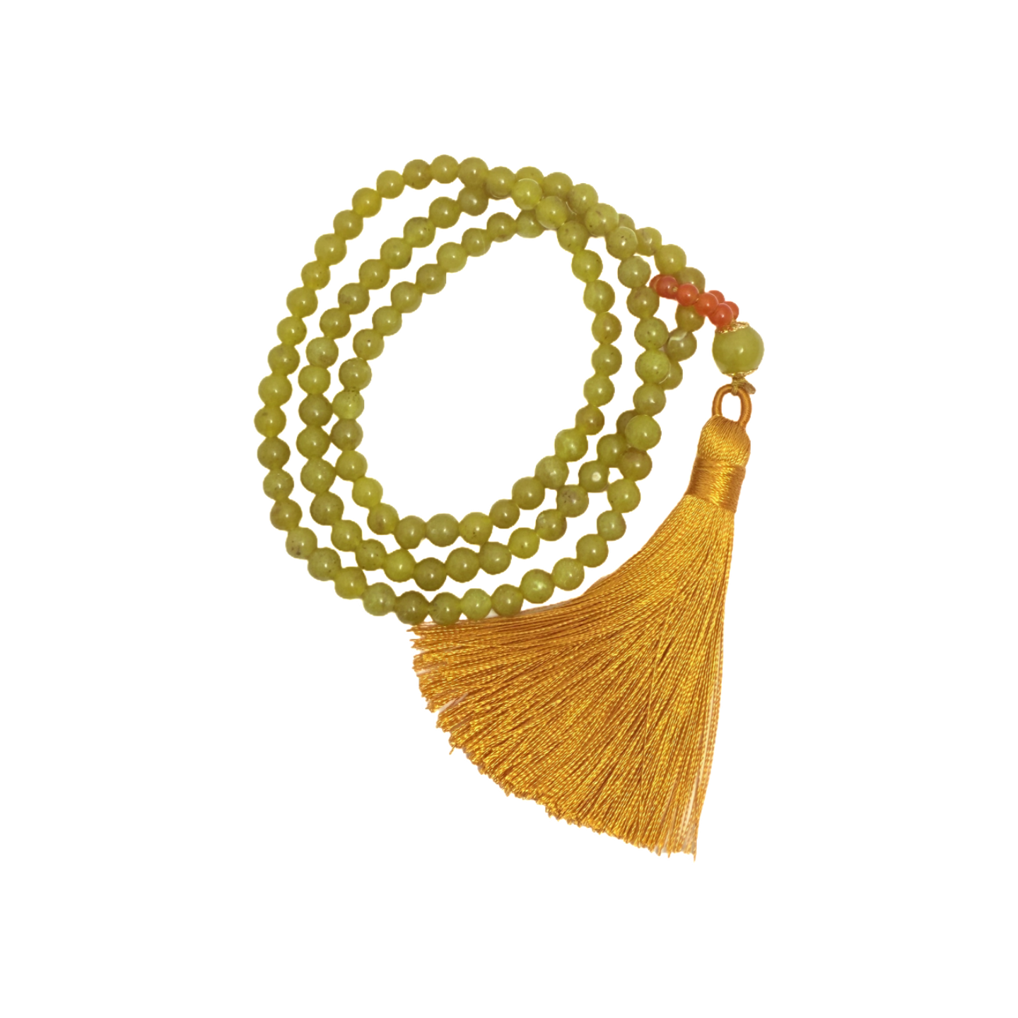 Serpentine jade Tassel Necklace · 108 Beads Mala