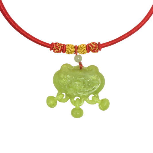 Hetian Jade Ruyi Pendant with Red Cord Necklace