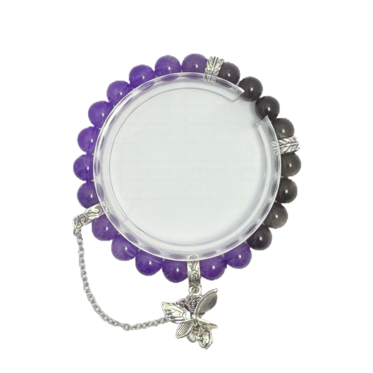 Amethyst Crystal Bracelet with Butterfly Charm