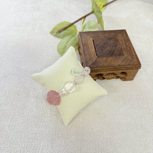 Rose Quartz Flower Carved Crystal Bracelet