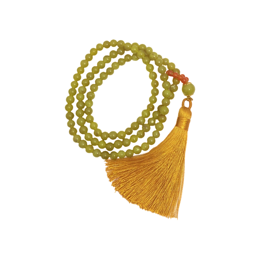 Serpentine jade Tassel Necklace · 108 Beads Mala
