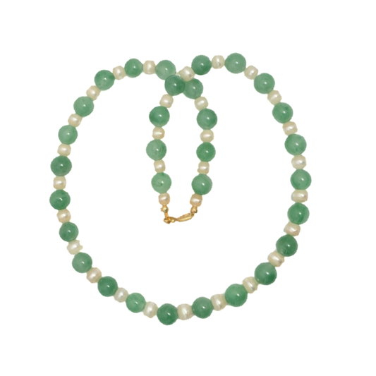 African Aventurine & Pearl Necklace